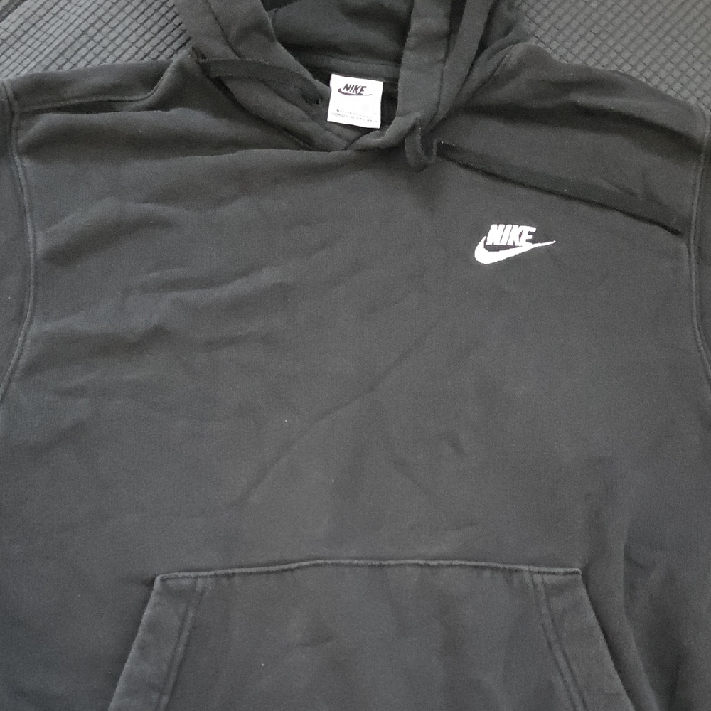 Nike Men's Black Hoodie with White Logo